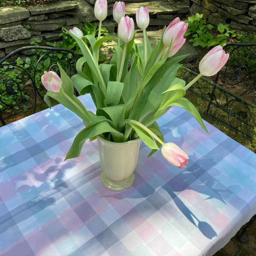 Pastel Plaid 100% Cotton Square-ish Tablecloth